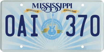 MS license plate OAI370