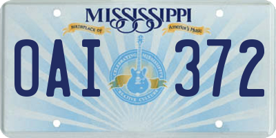 MS license plate OAI372