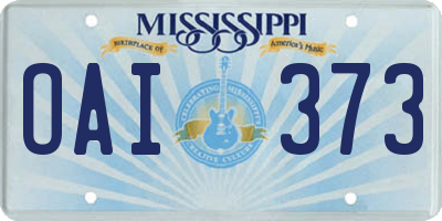 MS license plate OAI373