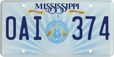 MS license plate OAI374