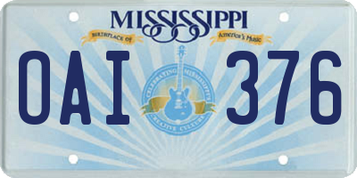 MS license plate OAI376
