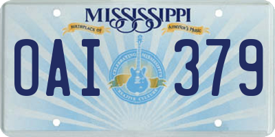MS license plate OAI379