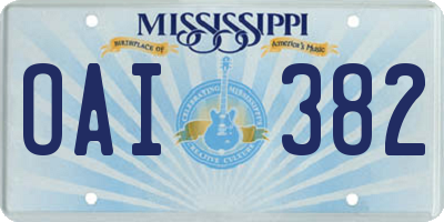 MS license plate OAI382