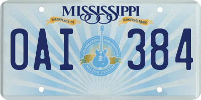 MS license plate OAI384