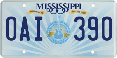MS license plate OAI390