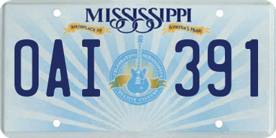 MS license plate OAI391