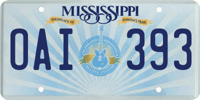 MS license plate OAI393