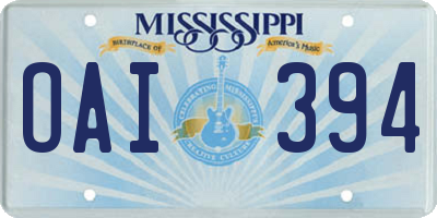 MS license plate OAI394