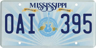 MS license plate OAI395