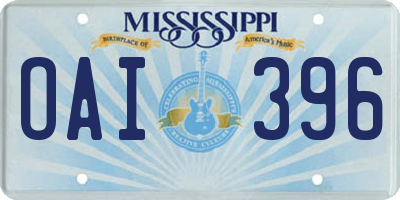 MS license plate OAI396