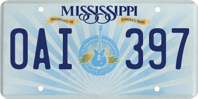 MS license plate OAI397