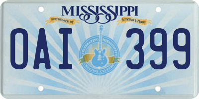 MS license plate OAI399