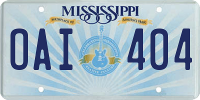 MS license plate OAI404