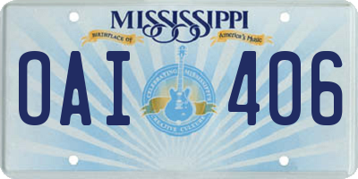 MS license plate OAI406