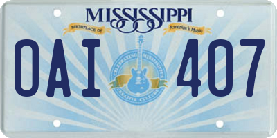 MS license plate OAI407