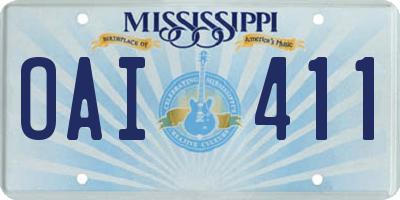 MS license plate OAI411