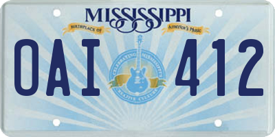 MS license plate OAI412