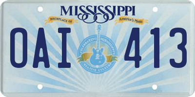 MS license plate OAI413