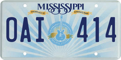 MS license plate OAI414