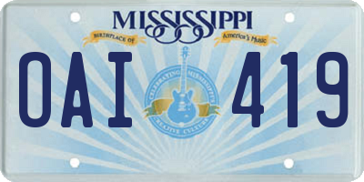 MS license plate OAI419
