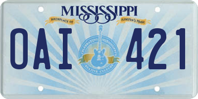 MS license plate OAI421