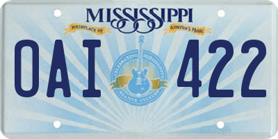 MS license plate OAI422