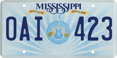 MS license plate OAI423