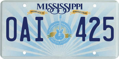 MS license plate OAI425