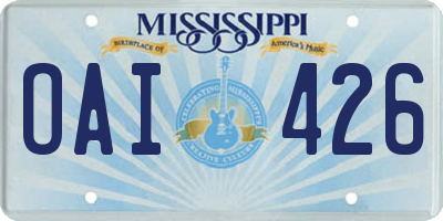 MS license plate OAI426