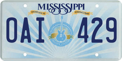 MS license plate OAI429