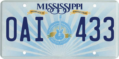 MS license plate OAI433