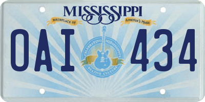 MS license plate OAI434