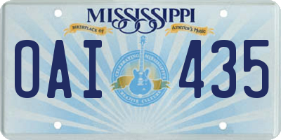 MS license plate OAI435