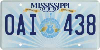 MS license plate OAI438