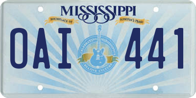 MS license plate OAI441