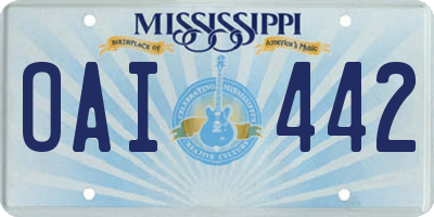 MS license plate OAI442