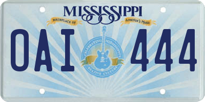 MS license plate OAI444