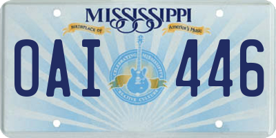 MS license plate OAI446