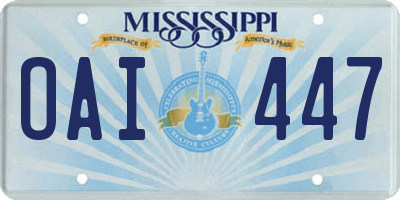 MS license plate OAI447