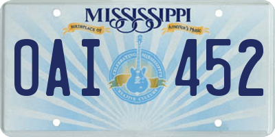 MS license plate OAI452