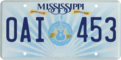 MS license plate OAI453