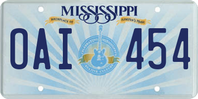 MS license plate OAI454