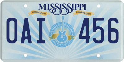 MS license plate OAI456