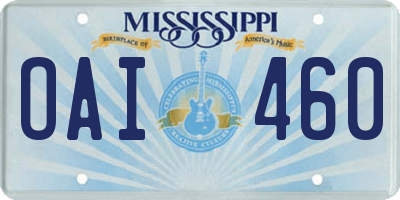 MS license plate OAI460