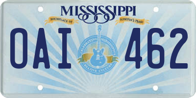 MS license plate OAI462