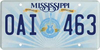 MS license plate OAI463