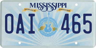 MS license plate OAI465