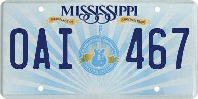 MS license plate OAI467