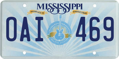 MS license plate OAI469