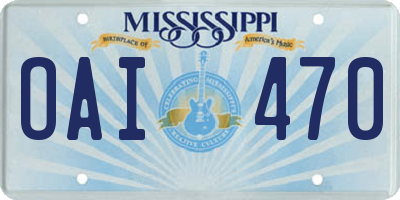 MS license plate OAI470